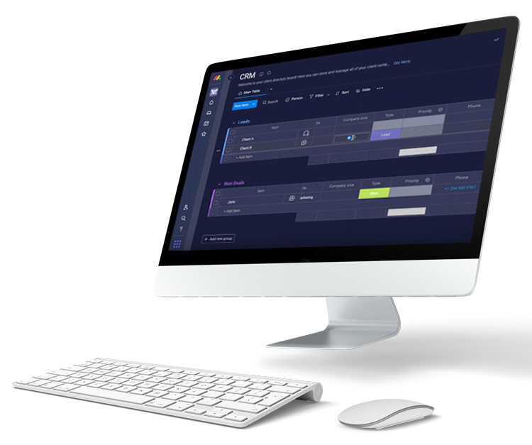 A desktop computer with a keyboard and mouse for automation solutions and workflows