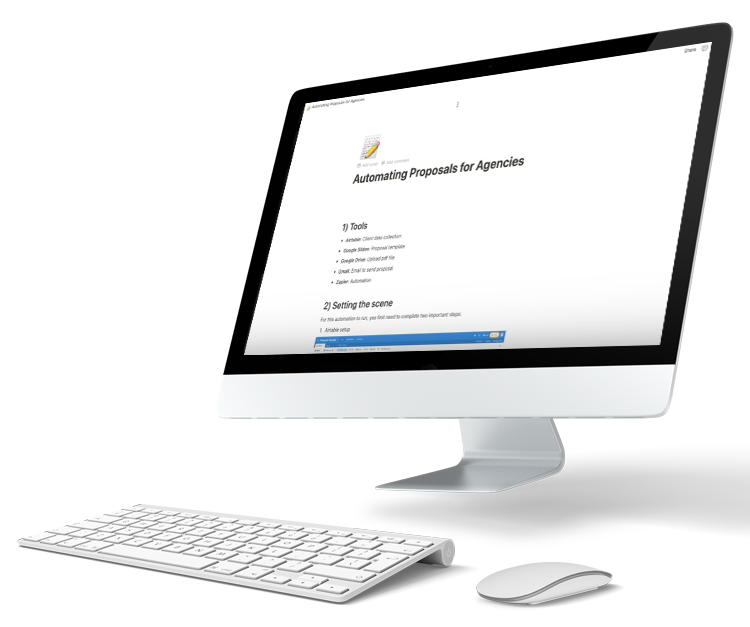 Image of computer showing automation proposal template